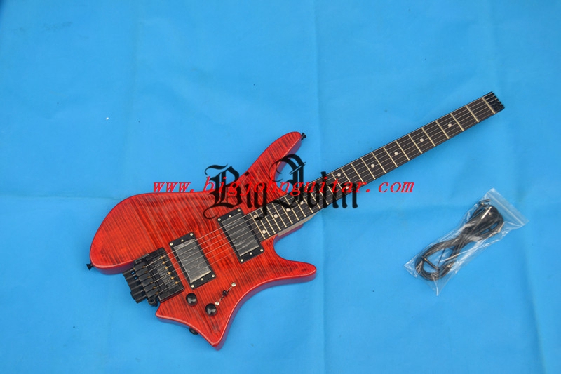 Headless electric guitar in transparent red B bridge 3096
