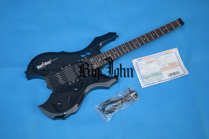 Special shape Headless electric guitar in black 3102