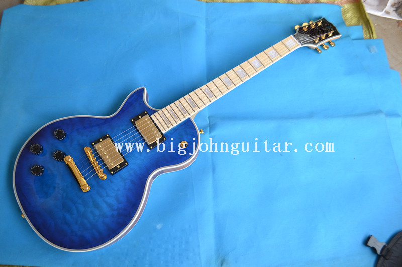 Left handed LP electric guitar blue maple fingerboard 3148