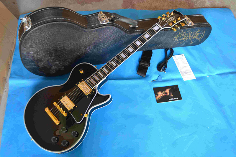 LP Custom electric guitar ebony fingerboard black 1429
