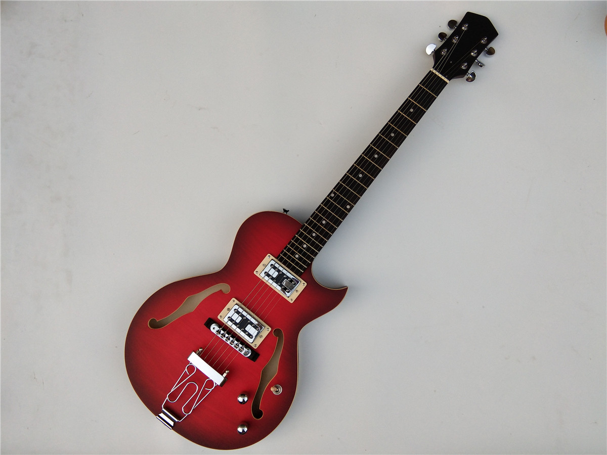 New Semi Hollow Electric Guitar Red Mahogany Body 2 Pieces Picku