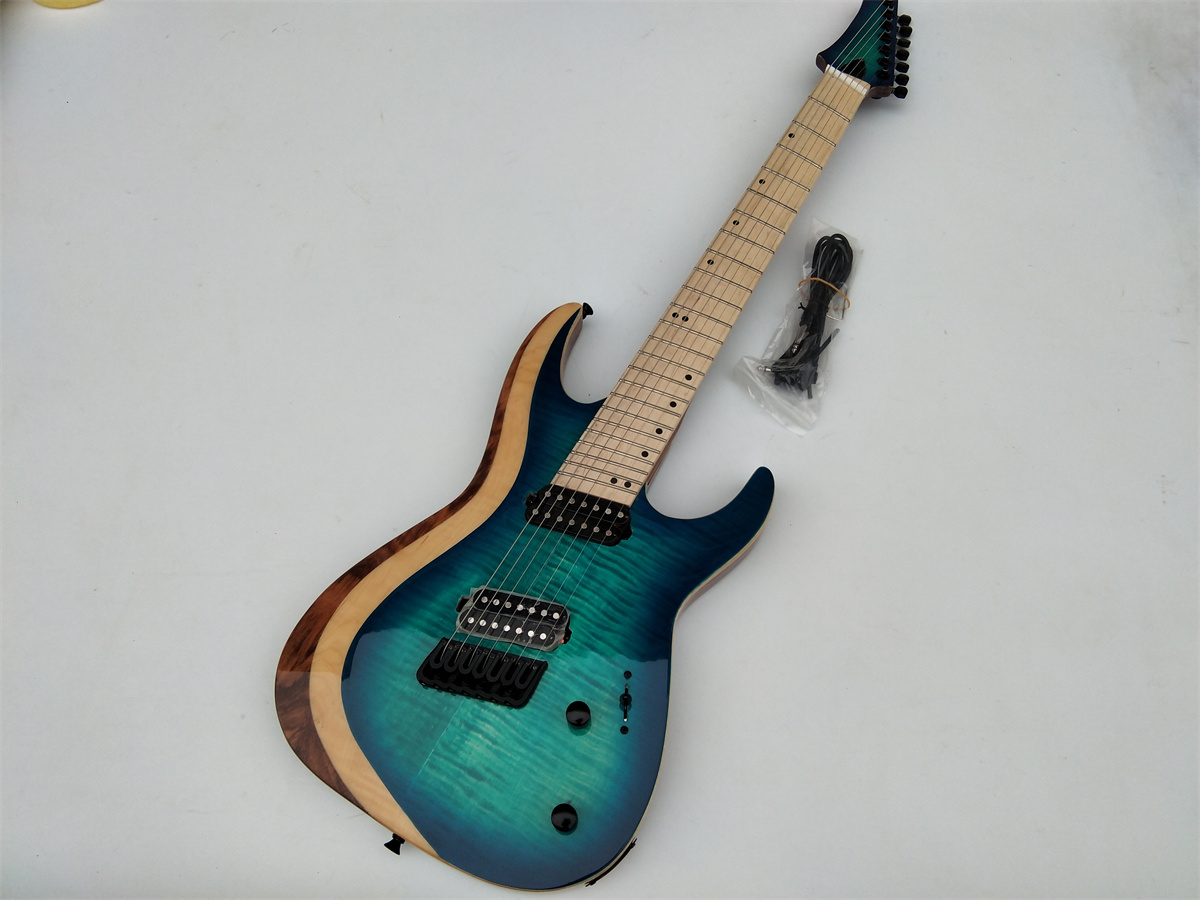 Fan Fretted 7 Strings Electric Guitar,Ebony Fingerboard Blu 499