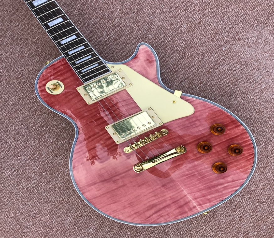 LP Custom Electric Guitar,Light Red Gold Hardware