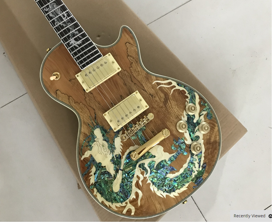LP Custom Shop Electric Guitar,Carving Dragon Body&Fingerboard