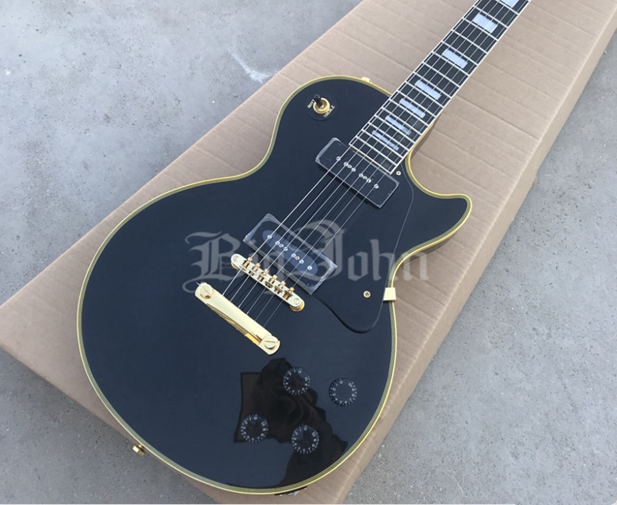 LP Custom Electric Guitar,2PCS P90 Pickups Gold Hardware