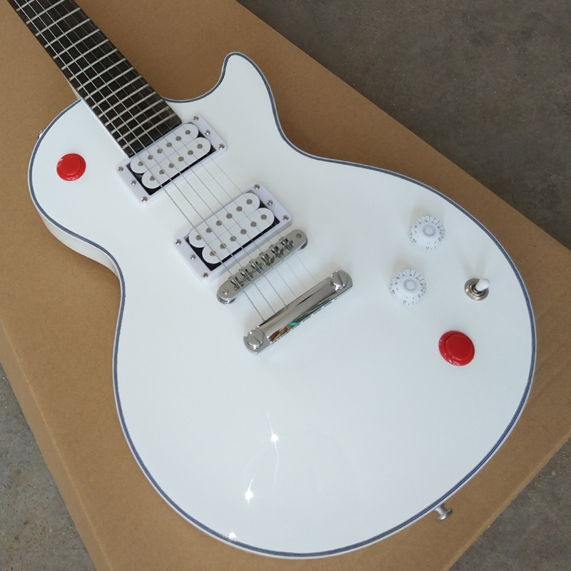 LP Custom Electric Guitar White Chrome Hardware