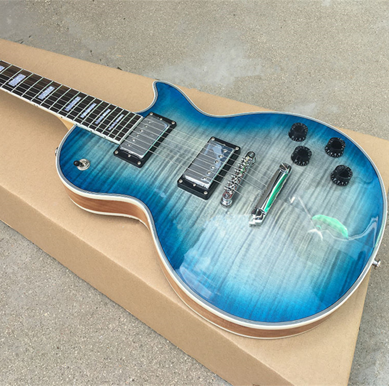 LP Custom Electric Guitar Chrome Hardware Blue