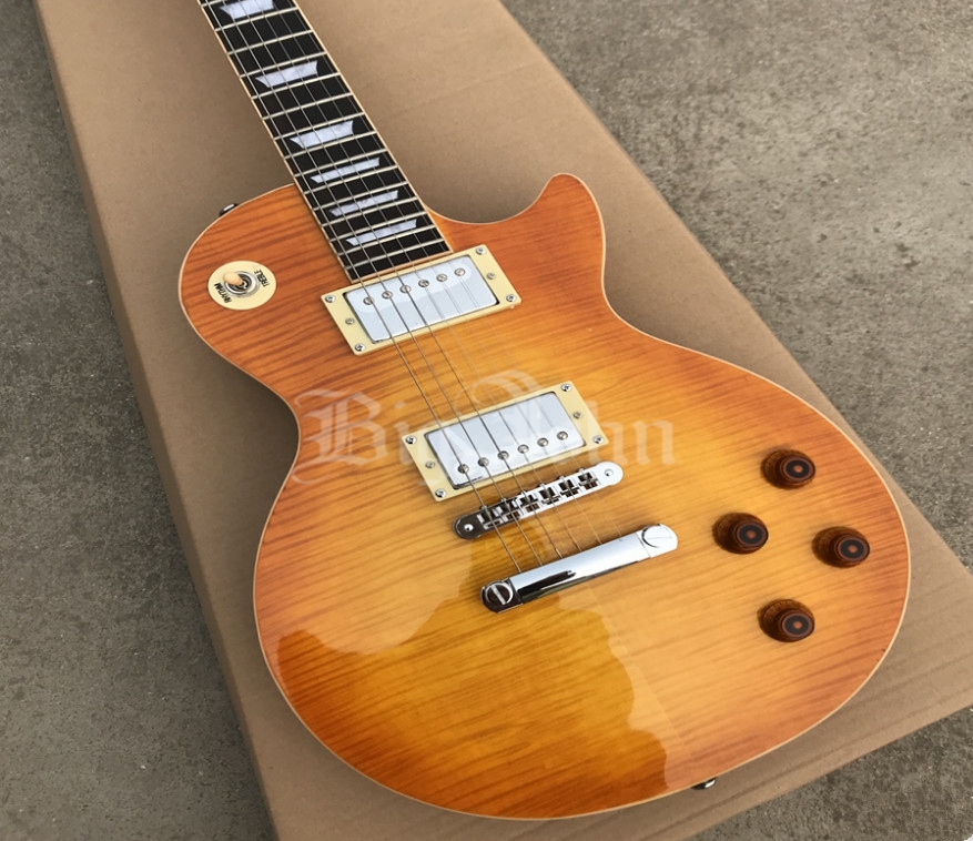 Orange Lp Standard Electric Guitar,Chrome Hardware Guitar