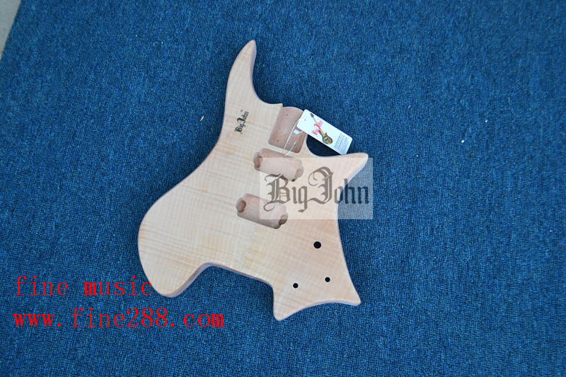 free shipping headless guitar body natural color F-3371