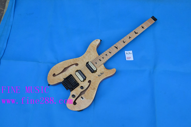free shipping headless natural f hole electric guitar F-3302