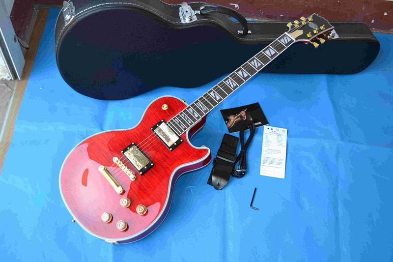 LP Custom Electric Guitar RED Flame maple top mahogany body