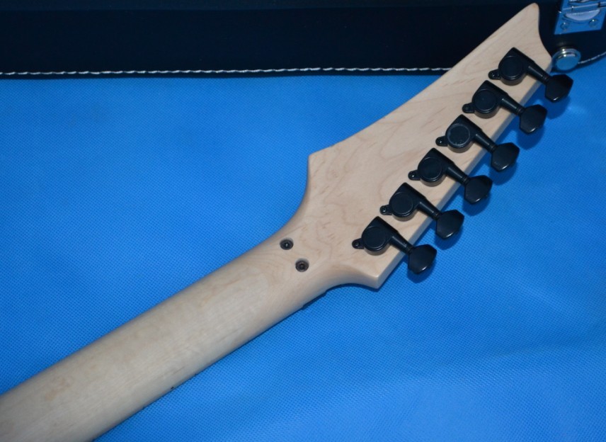 free shipping double neck headless basswood  body blue color ele