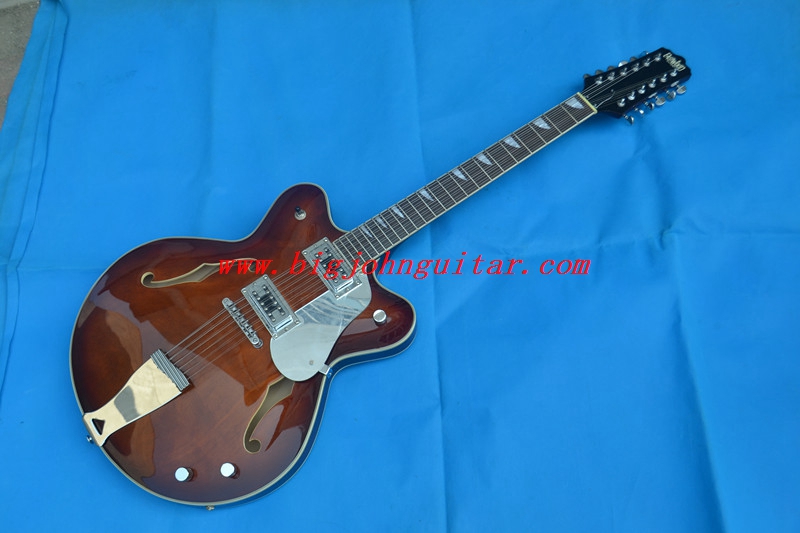 Semi-hollow electric guitar in brown 3008