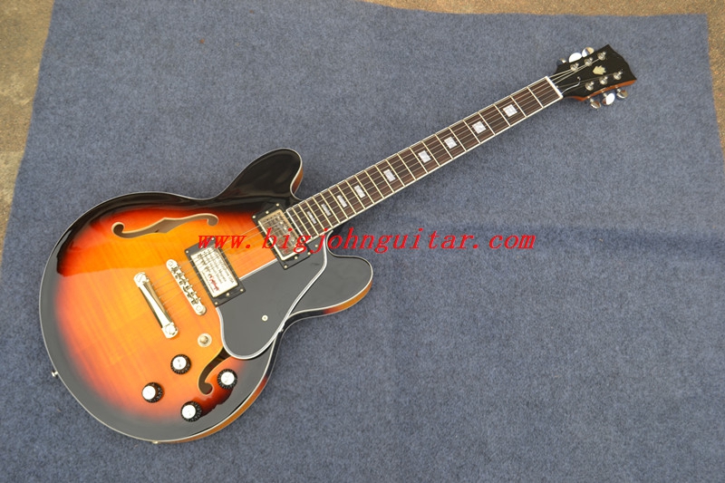 Semi-hollow electric guitar in sunburst 3009