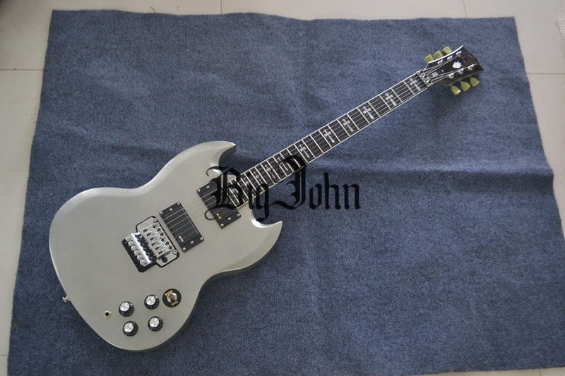 Double wave SG electric guitar in silver white 3110