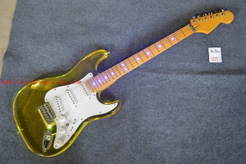 ST electric guitar yellow Acylic body light fringerboard 3128