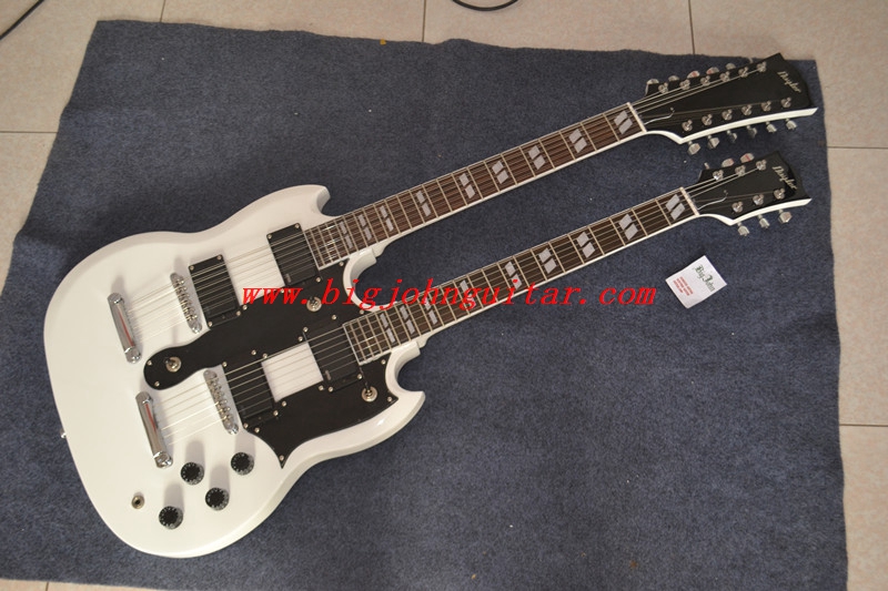 Double Neck SG electric guitar in white 3140