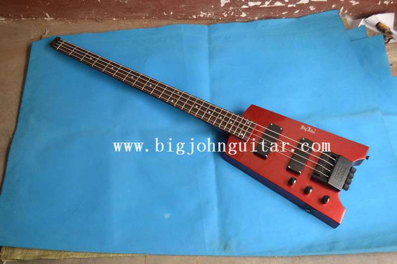 Left handed headless electric bass guitar red 3146