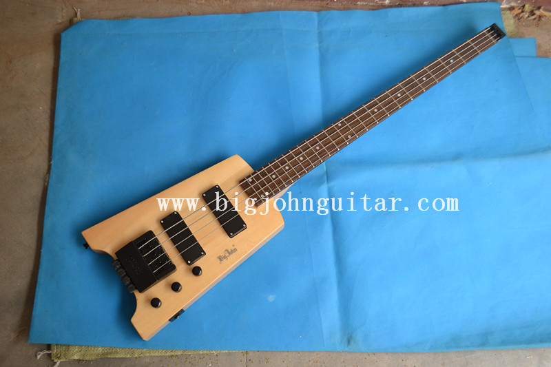 Natural headless electric bass guitar 4 Strings 3147