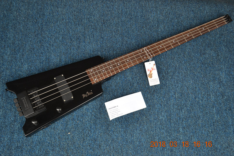 Headless electric bass guitar black 3421