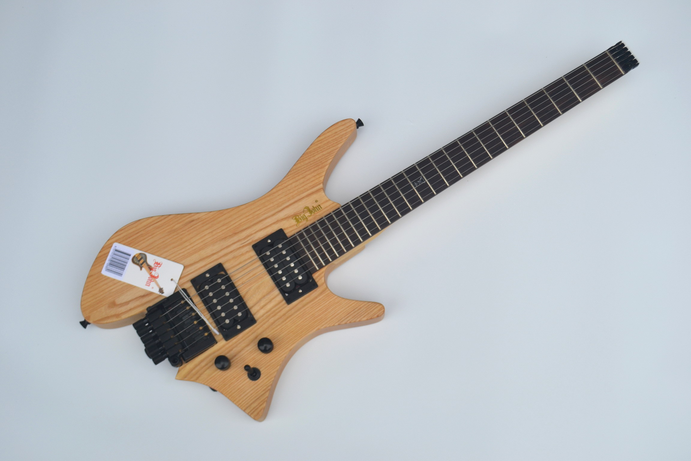 free shipping headless ash wood body natural color electric guti