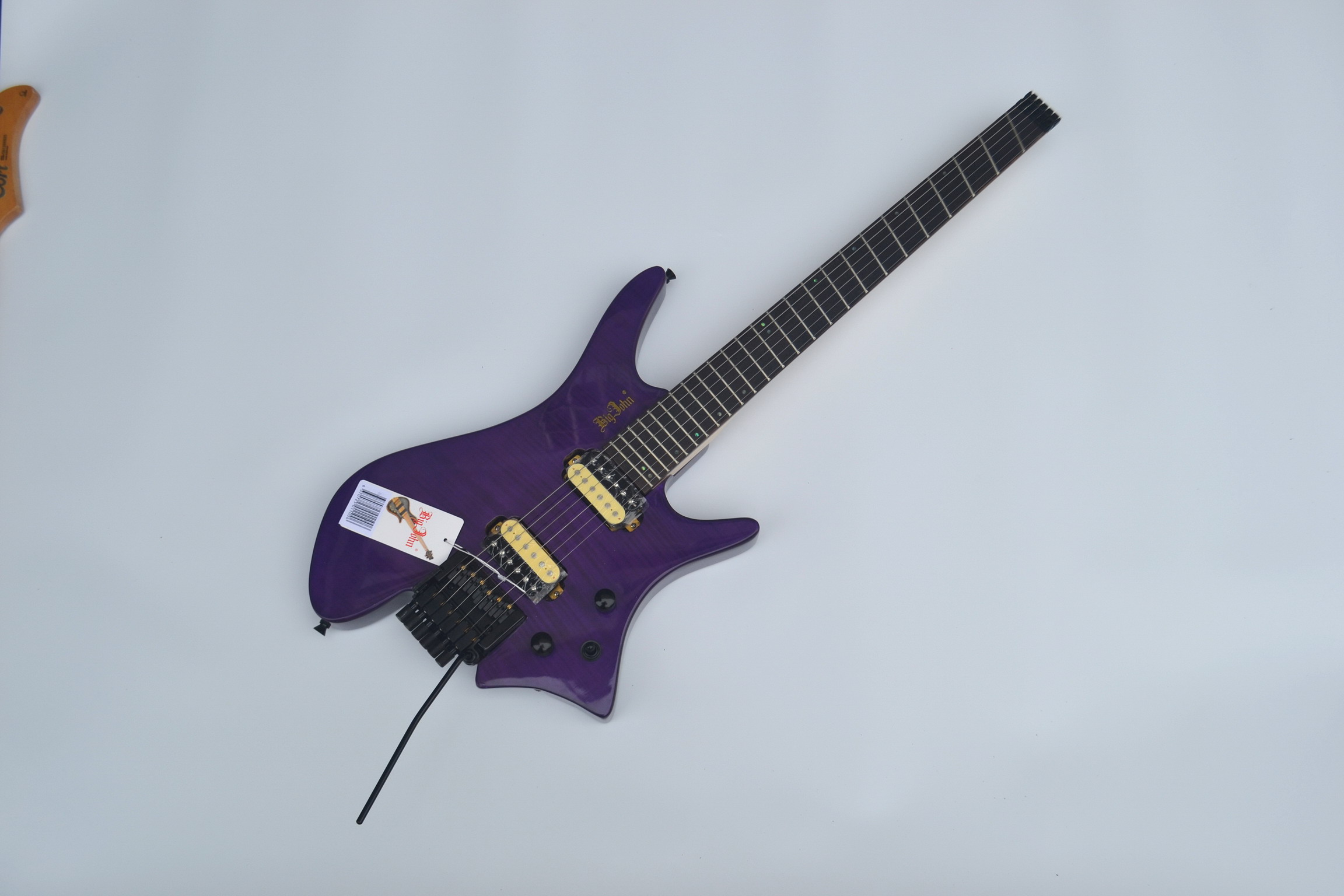 free shipping headless mahogany wood body fan fret purple color