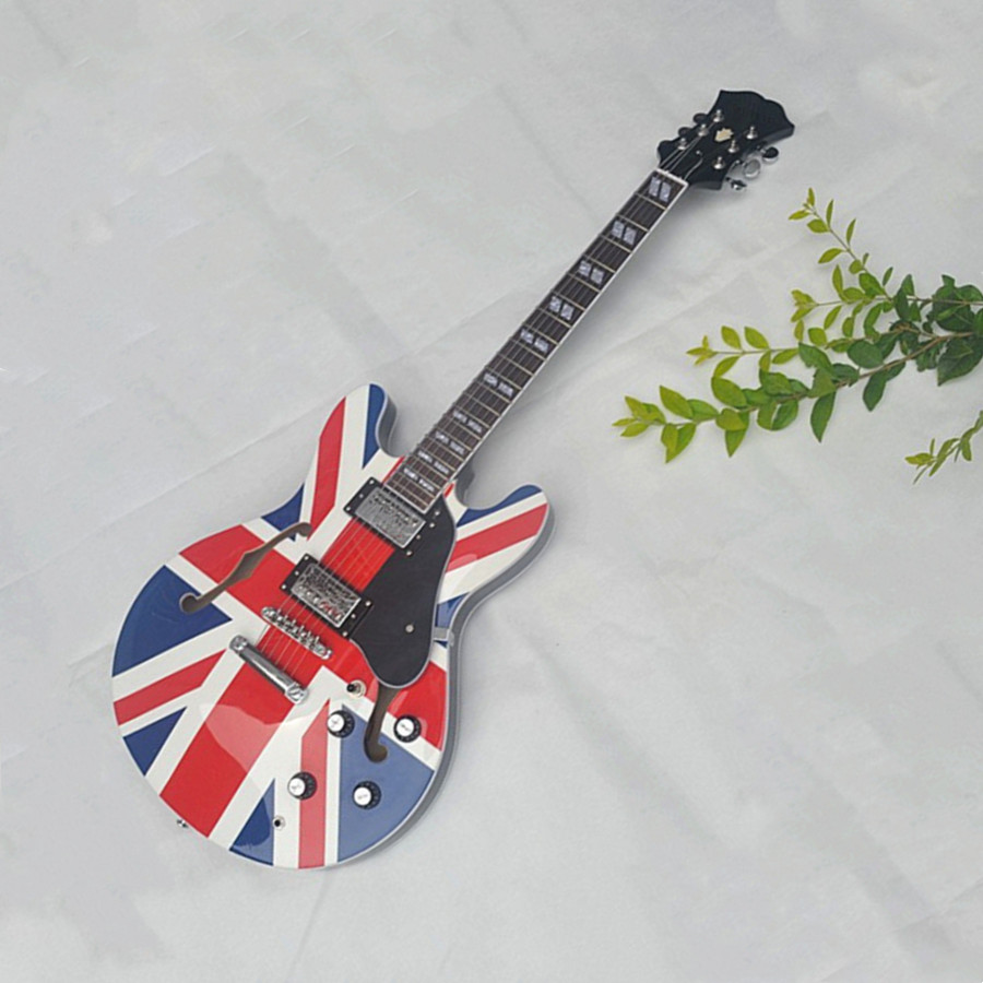 Semi hollow electric guitar British flag mahogany body 1270
