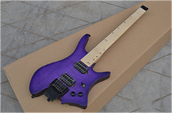 Fretless Headless Electric Guitar,Double Track Pickup Matte Purp