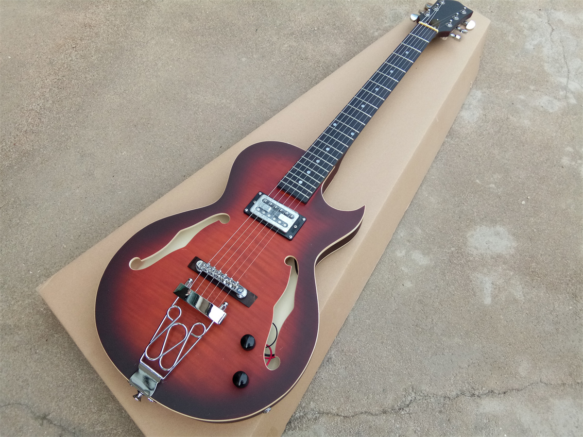 New Semi Hollow Electric Guitar Flame Maple Top Mahogany Body