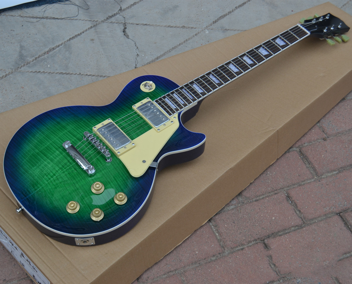 LP Electric Guitar,Green Flame Maple Top Mahogany Body