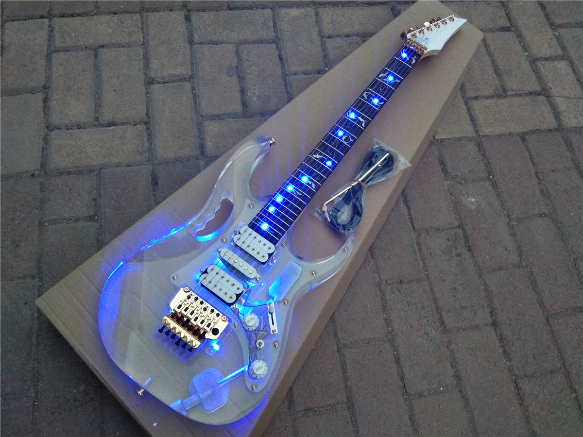 Acrylic Glass Double Wave 7V Electric Guitar 414
