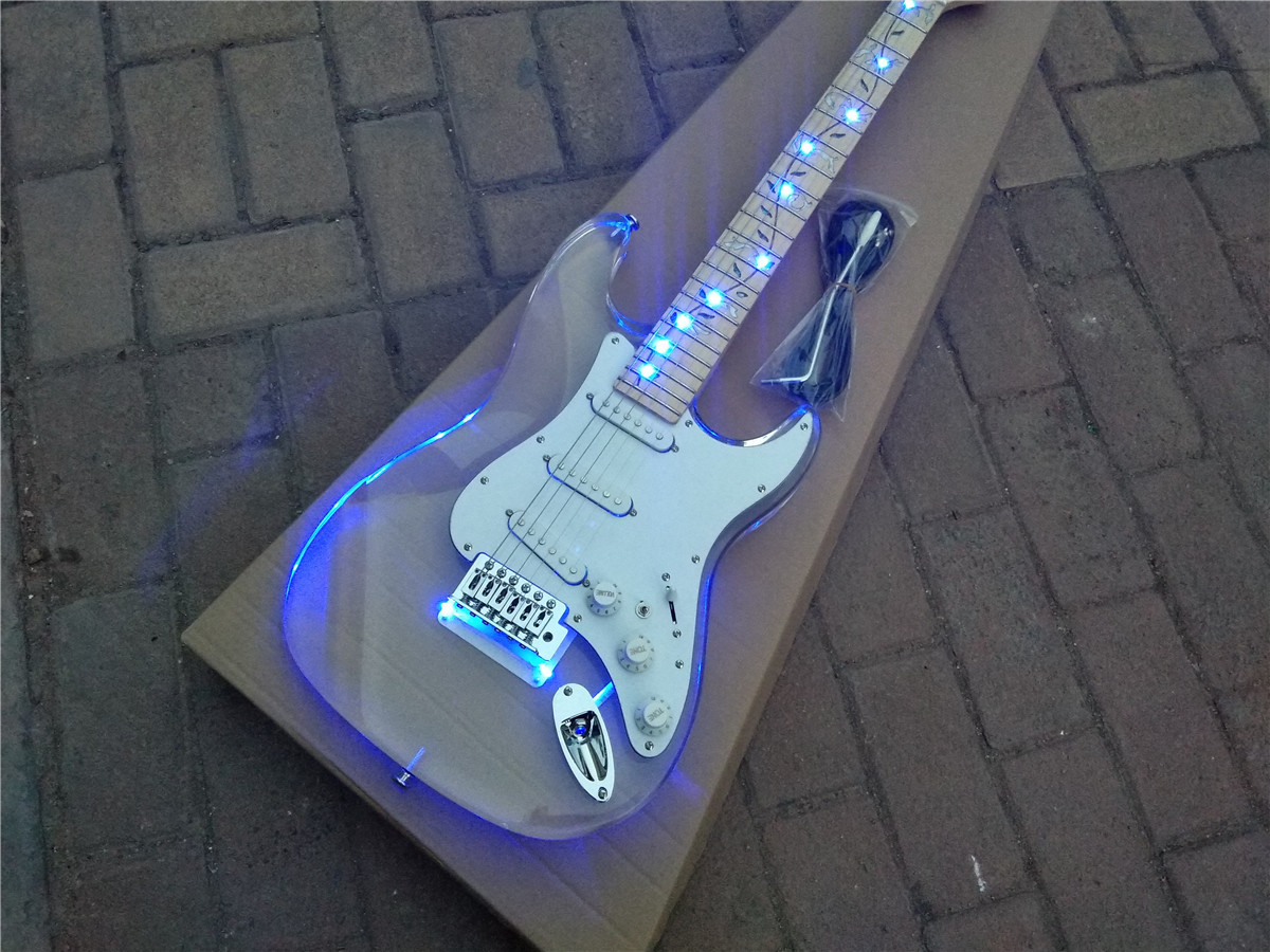 Acrylic Glass ST Single Wave Electric guitar Maple Fingerboa 416