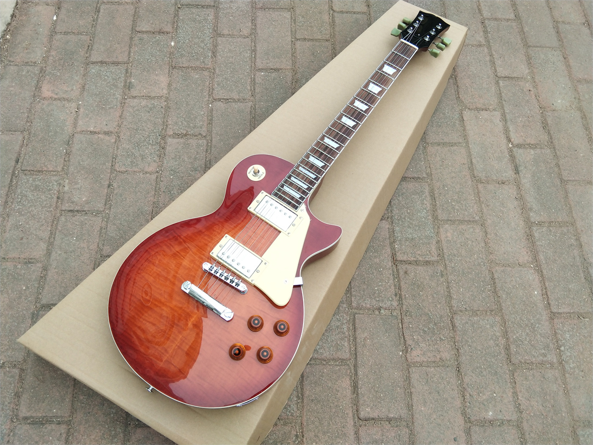 Dark Orange LP Standard Electric Guitar,Chrome Hardware BJ-425