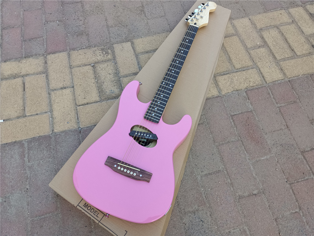 Pink Acoustic Electric Guitar Rosewood Fingerboard 458