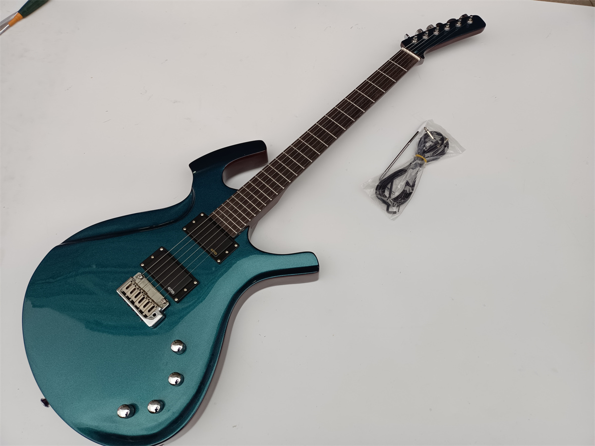 Double Wave Electric Guitar,Blue Mahogany Body 471