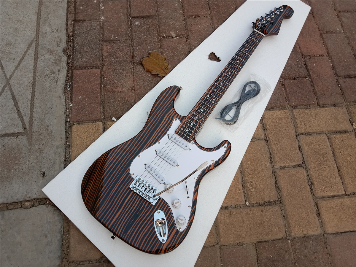 Single Wave Electric Guitar,Zebra wood Body&Neck&Fingerboard 474