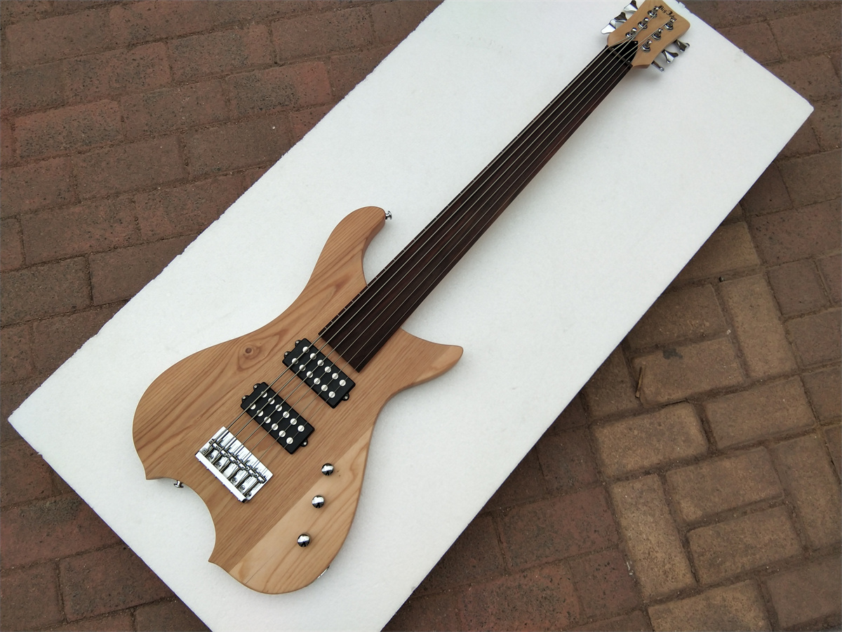 6 Strings Fretless Electric Bass Guitar,Ash body BJ-74