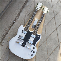 pearl white Double Neck SG electric guitar 858