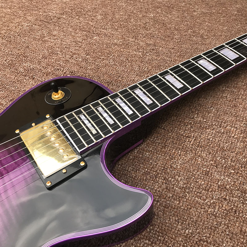 Purple LP Electric Guitar,Flame Maple Top Body Gold Hardware