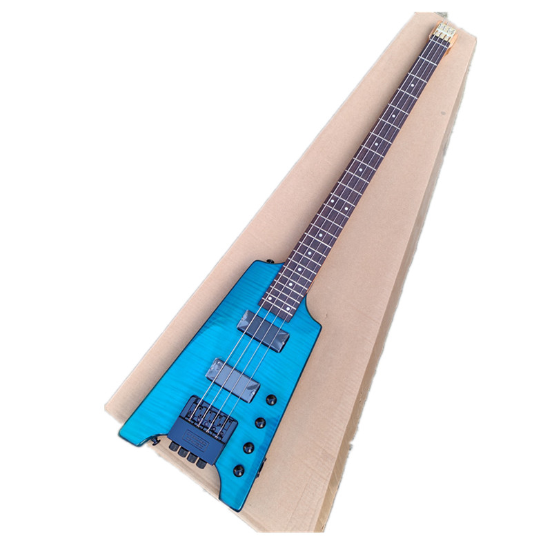 Blue 4 Strings Headless Electric Bass Guitar BJ704