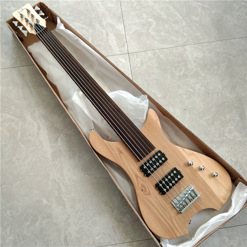 6 string natural color fretless electric bass BJ74