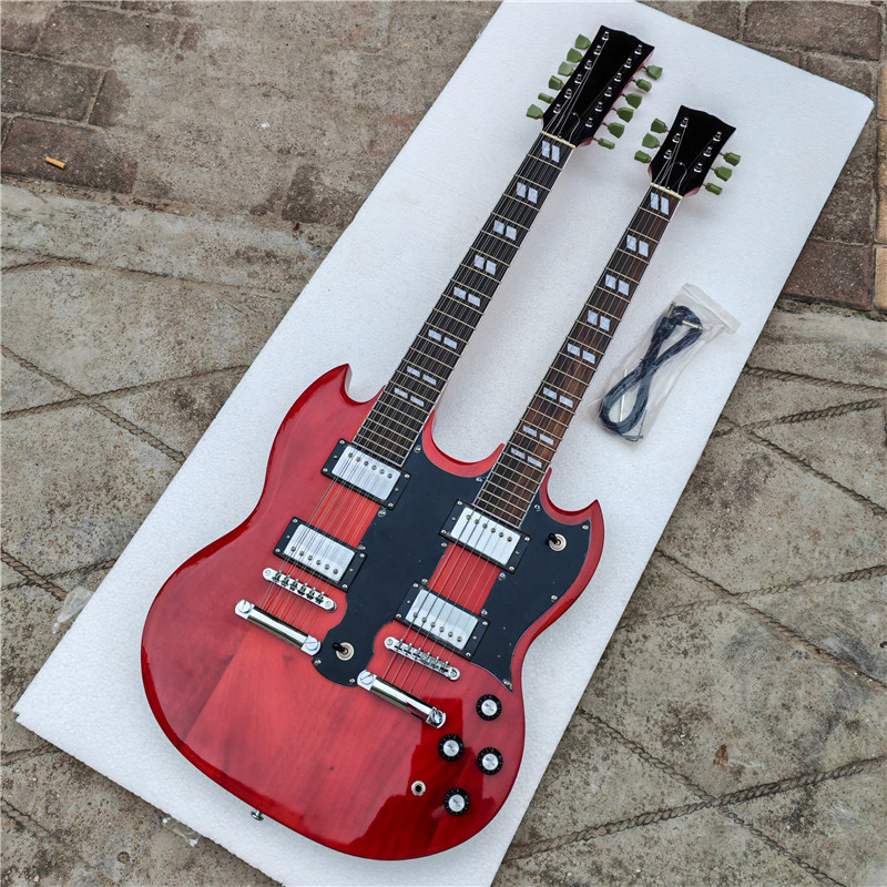 Transparent Red Double Necks SG Electric Guitar BJ788