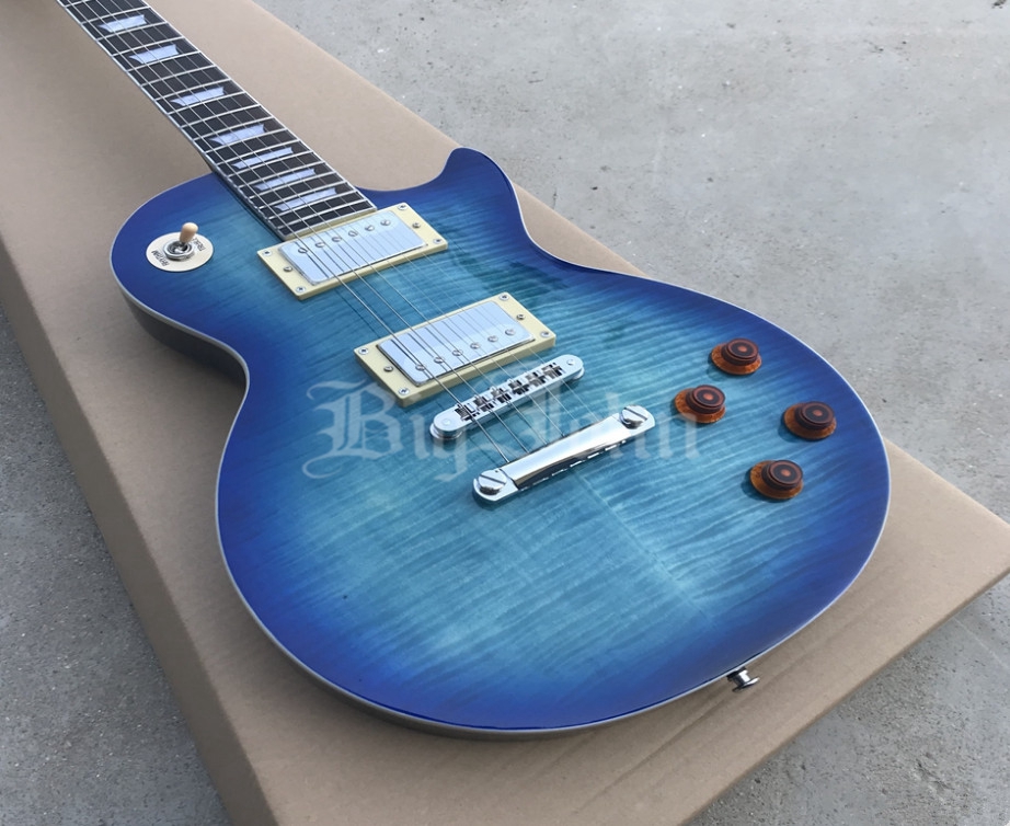 LP Standard Electric Guitar,Blue Flame Maple Top Body