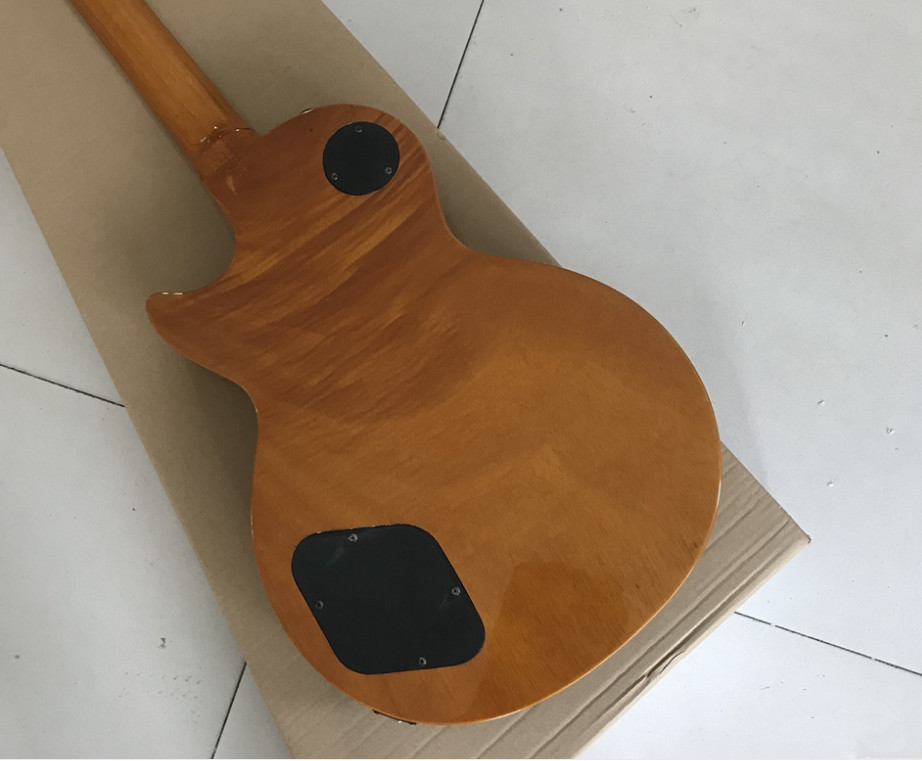 Brown Lp Standard Electric Guitar,Black Hardware Flame Maple Top