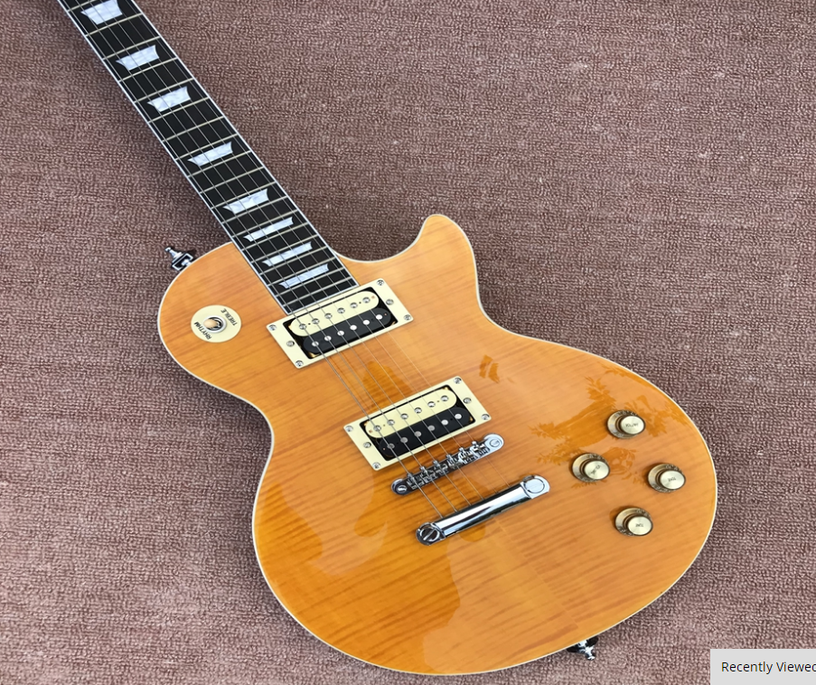 LP Slash Electric Guitar,Yellow And Black Pickup Big Strap buckl