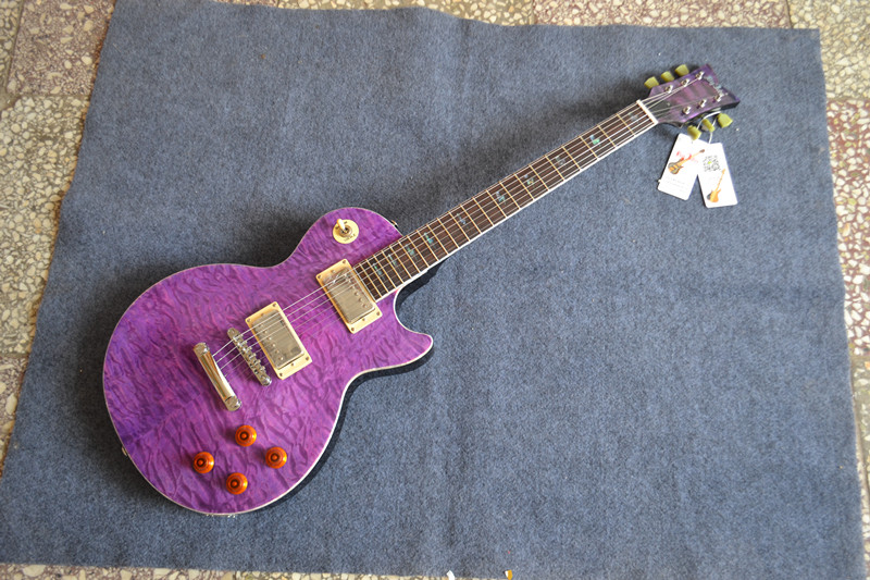 Purple LP electric guitar jade button gold hardware 3323