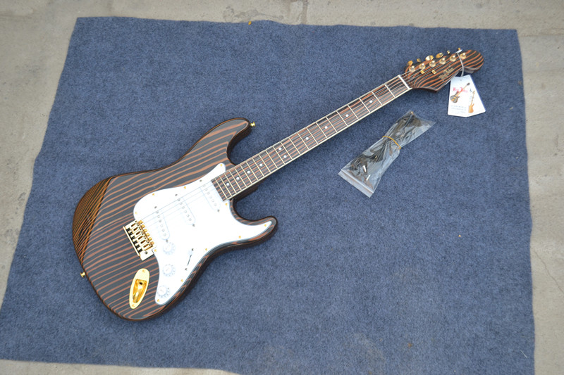 ST electric guitar zebra wood body gold hardware 3327
