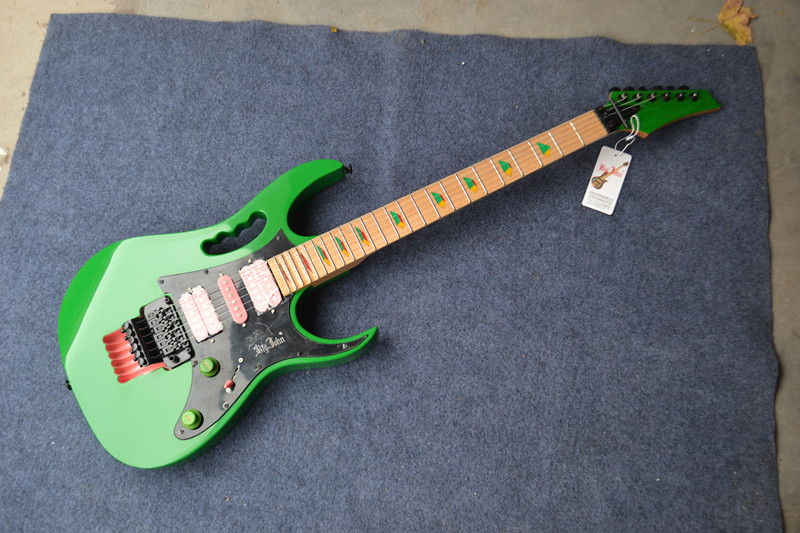 free shipping green electric guitar double wave guitar 3330