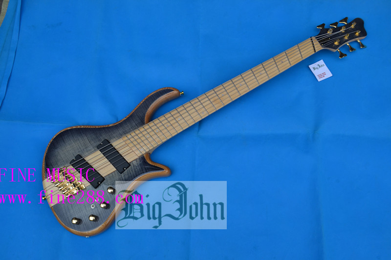 Fanned fret 6 Strings electric bass guitar sandwich gray 3152