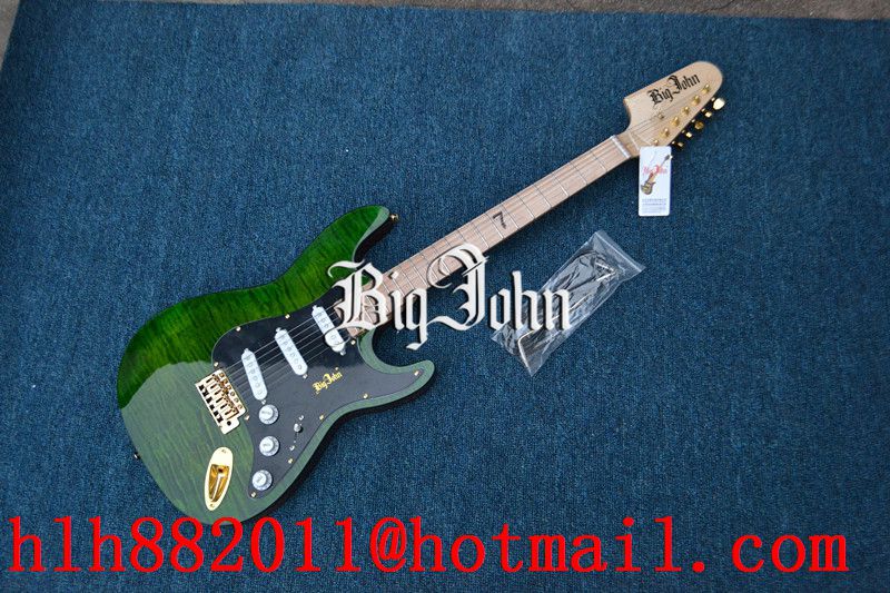 free shipping st green color gold hardware electric guitar F3358